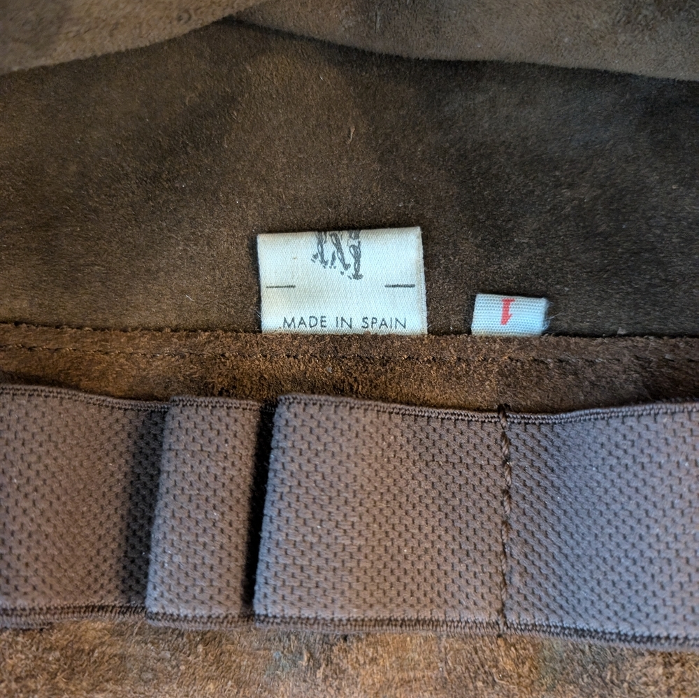 Vintage Safari Roughout Leather Shell Purse Brown Made in Spain - Picture 4 of 5